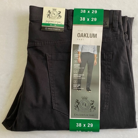 English Laundry 38x29 Men's Oaklum Pants, Stretch, Slimmer Straight Leg Gray NWT - Picture 5 of 15